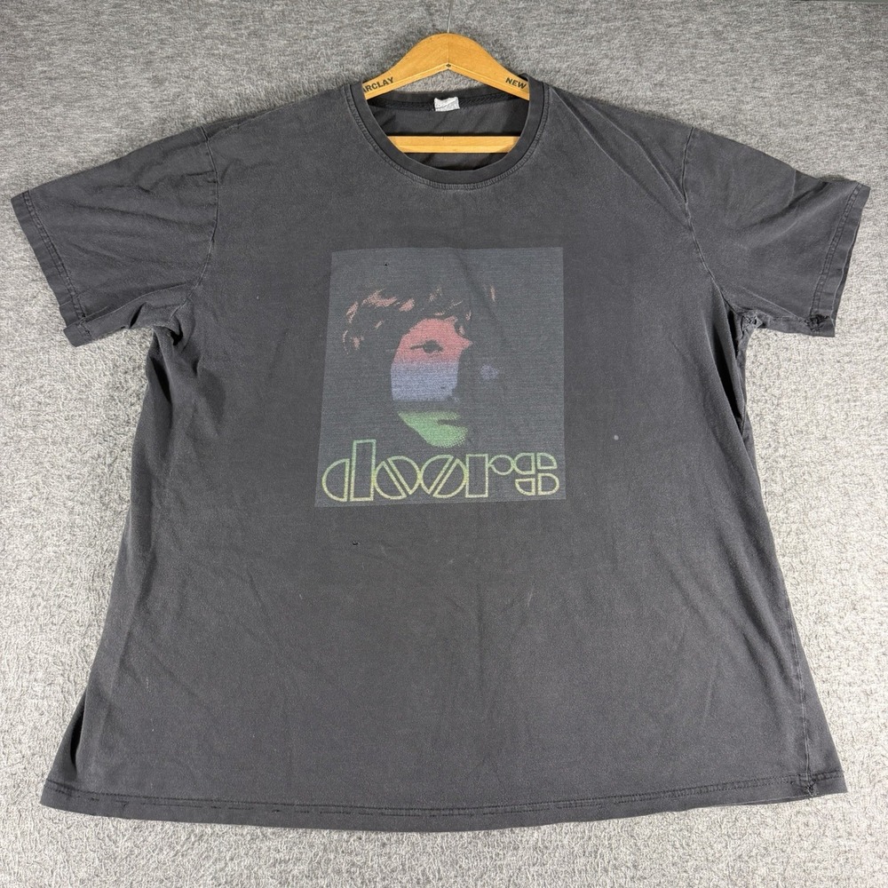 The Doors Jim Morrison Retro Black Short Sleeve T-Shirt Thrashed Distressed XL
